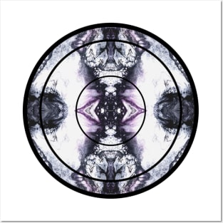 Purple/Grey Paint Pour Circle Posters and Art